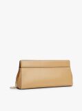 Bej Clutch Modern Cu Lant Cu Inchizatoare Clasp Si Monograma TH  Femei