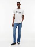 Alb T-Shirt Cu Croiala Slim Si Logo Graphic  Barbati