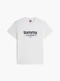 Alb T-Shirt Cu Croiala Slim Si Logo Graphic  Barbati