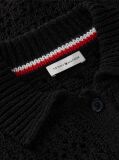 Black Weave Polo Relaxed Short Sleeve Cardigan  Women