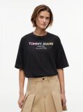 Negru T-Shirt Din Jersey Oversized Cu Efect Spala  Femei