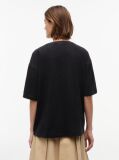 Negru T-Shirt Din Jersey Oversized Cu Efect Spala  Femei