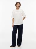 Alb T-Shirt Din Jersey Oversized Cu Efect Spala  Femei