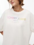 Alb T-Shirt Din Jersey Oversized Cu Efect Spala  Femei