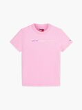 Roz T-Shirt Din Jersey Cu Logo Repetat Cu Efect Spalat  Femei