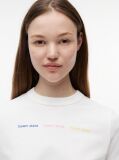 Alb T-Shirt Din Jersey Cu Logo Repetat Cu Efect Spalat  Femei