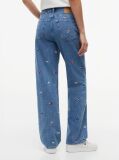 Denim Blugi Cu Croiala Dreapta Slim Talie Inalta Si Broderie Pe Toata Suprafata  Femei