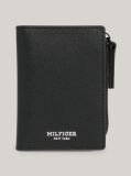 Black Leather Bifold Zip Wallet  Men