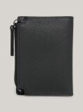 Black Leather Bifold Zip Wallet  Men