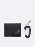 Black Leather Card Holder and Key Fob Gift Set  Men