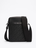 Black TH Monogram Textured Reporter Bag  Men