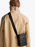 Black TH Monogram Textured Reporter Bag  Men
