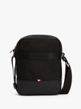 Black Metal Logo Travel Crossbody Reporter Bag  Men
