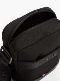 Black Metal Logo Travel Crossbody Reporter Bag  Men