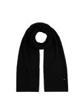 Black Hilfiger Flag Cable Knit Wool Blend Scarf  Men
