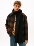 Black Hilfiger Flag Cable Knit Wool Blend Scarf  Men