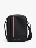 Black Metal Logo Crossbody Reporter Bag  Men