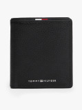 Black Corporate Leather Trifold Wallet  Men