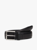 Black Square Buckle Leather Belt  Men