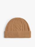 Brown TH Crest Cable Knit Beanie  Men