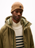 Brown TH Crest Cable Knit Beanie  Men