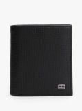 Black Hilfiger Flag Leather Trifold Wallet  Men