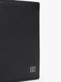 Black Hilfiger Flag Leather Trifold Wallet  Men