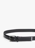 Black Metal Tip Pebble Grain Leather Belt  Men