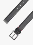 Black Metal Tip Pebble Grain Leather Belt  Men