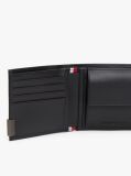 Black Logo Bifold Leather Card And Coin Wallet  Men