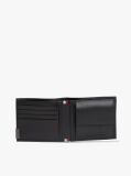 Black Logo Bifold Leather Card And Coin Wallet  Men