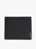 Black Logo Bifold Leather Card And Coin Wallet  Men