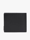 Black Logo Bifold Leather Card And Coin Wallet  Men