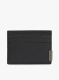 Black Logo Leather Credit Card Holder  Men