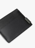 Black Logo Leather Credit Card Holder  Men