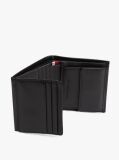 Negru Hilfiger Flag Portofel Din Piele Ribbed Si Trei Compartimente   Barbati