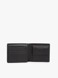 Black Corporate Logo Leather Flap Bifold Wallet  Men