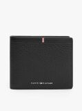 Black Corporate Logo Leather Flap Bifold Wallet  Men
