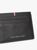Black Corporate Logo Leather Credit Card Holder  Men