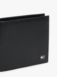 Black Hilfiger Flag Ribbed Leather Bifold Wallet  Men