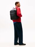 Black Modern Repeat Flag Mixed Texture Backpack  Men