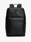 Black Modern Repeat Flag Mixed Texture Backpack  Men