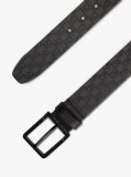 Black TH Flag Debossed Leather Belt  Men