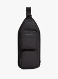 Black Metal Logo Crossbody Sling Bag  Men