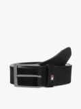 Black Enamel Flag Rectangular Buckle Leather Belt  Men