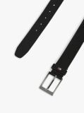 Black Enamel Flag Rectangular Buckle Leather Belt  Men