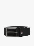 Black Enamel Flag Rectangular Buckle Leather Belt  Men
