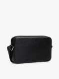 Black Signature Tape Plaque Crossbody Reporter Bag  Men