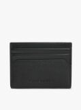Black Leather Signature Plaque Card Holder  Men