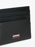 Black Leather Signature Plaque Card Holder  Men